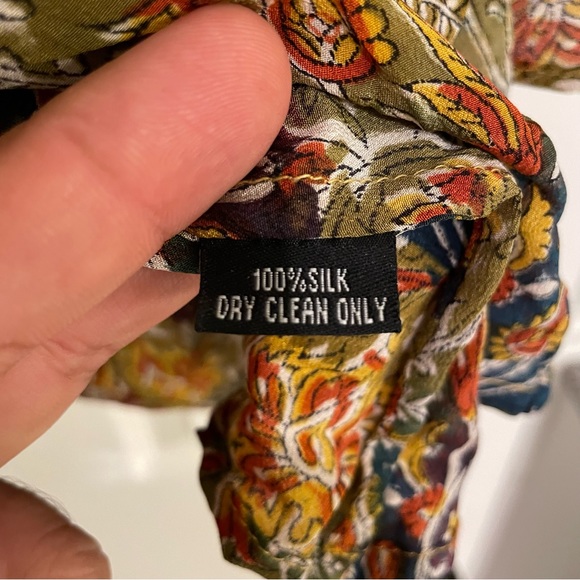 Tolani Silk Paisley Ruffle Trim Off the Shoulder Top Small - Picture 5 of 7